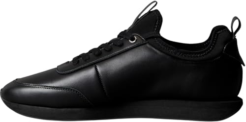 Calvin Klein Herren Runner Sneaker Retro Sock Laceup aus Leder, Schwarz (Triple Black), 45 von Calvin Klein