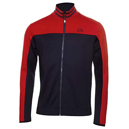Calvin Klein Herren Retro Wicking Full Zip Fleece Pullover - Marine/Rot - M von Calvin Klein