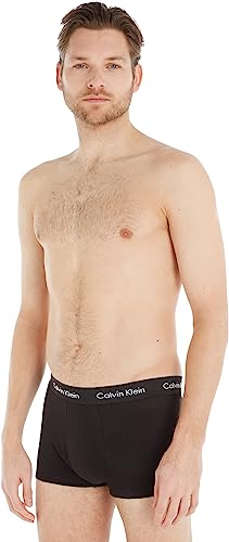 Calvin Klein Herren 3er Pack Boxershorts Low Rise Trunks Baumwolle mit Stretch, Schwarz (Black W Black Wb), L von Calvin Klein