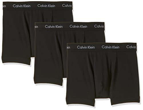 Calvin Klein Herren 3er Pack Boxershorts Trunks Baumwolle mit Stretch, Schwarz (Black W Black Wb), L von Calvin Klein