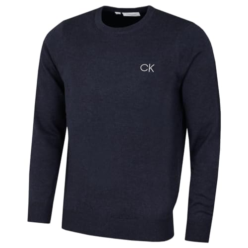 Calvin Klein Herren Rundhals Tour Sweater - Navy Marl - L von Calvin Klein