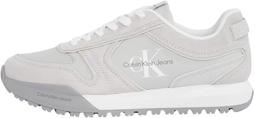 Calvin Klein Herren Runner Sneaker Toothy Irregular Lines aus Wildleder, Grau (Oyster Mushroom), 41 von Calvin Klein