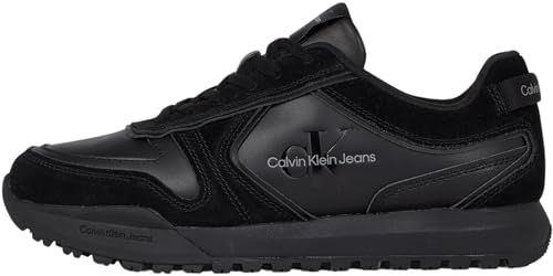 Calvin Klein Herren Runner Sneaker Toothy Irregular Lines aus Wildleder, Schwarz (Triple Black), 44 von Calvin Klein