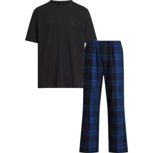 Calvin Klein Herren S/S Pant Set 000NM2524E Pyjamas, Blau (Blk Top, Gradient Check_Blk Bottom), M von Calvin Klein