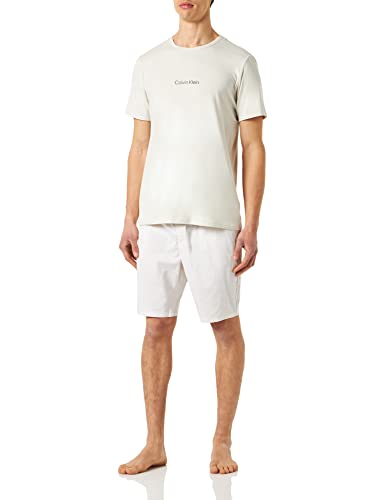 Calvin Klein Herren Pyjama-Set Kurz, Mehrfarbig (Svr Birch Top/Svr Birch_Chmbry Btm), M von Calvin Klein