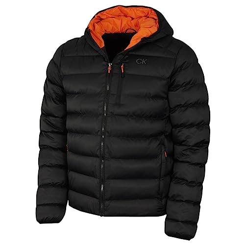 Calvin Klein Herren San Gabriel gewebt Jacquard Jacke - Schwarz/Orange - L von Calvin Klein