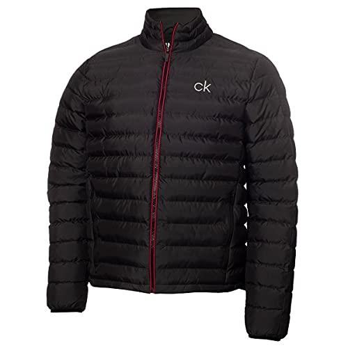 Calvin Klein Herren Santa Clara Ripstop Golfjacke - Schwarz/Rot - XL von Calvin Klein