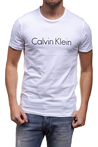 Calvin Klein Herren Schlafanzugoberteil Comfort Cotton - S/S Crew Neck Gr. Small (Herstellergröße: S) Weiß (WHITE 100) von Calvin Klein Jeans