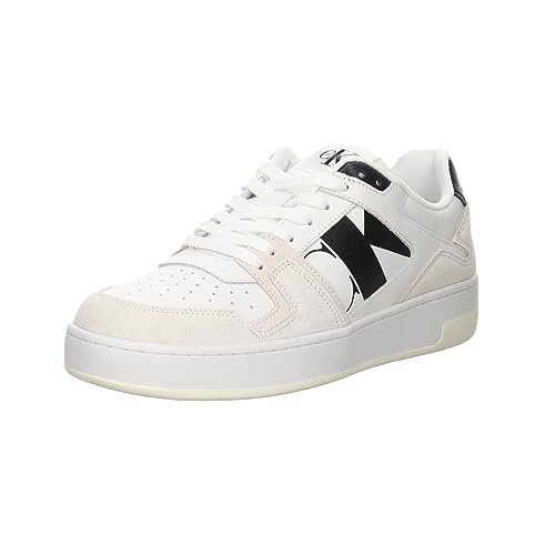 Calvin Klein Herren Basket Cupsole Low Lace Mix Sneaker, Bright White/Creamy White/Black von Calvin Klein