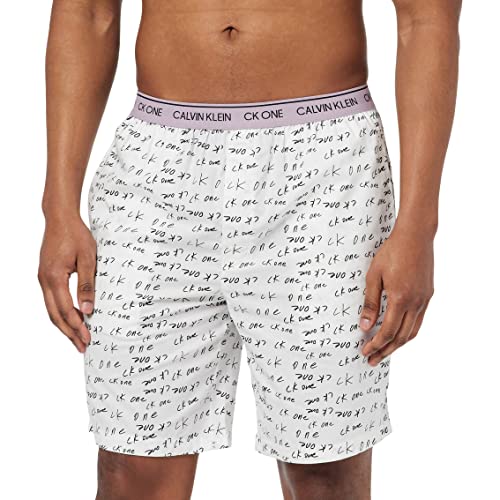 Calvin Klein Herren Sleep 000NM1868E Shorts, Weiß (Marker Logo Print_White), S von Calvin Klein Jeans