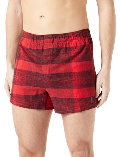 Calvin Klein Herren Boxer Slim 000NB3744A Boxershorts, Rot (Gradient Chck_Rouge/Black), M von Calvin Klein