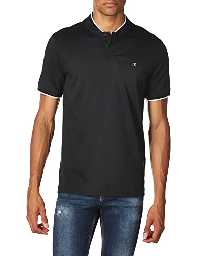 Calvin Klein Herren Smooth Cotton Stand Collar Polo K10K108997 Kurzarm Poloshirts, Schwarz (Ck Black), S von Calvin Klein