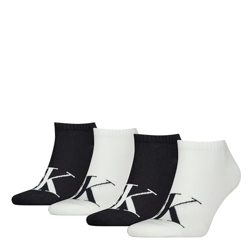 Calvin Klein Herren Sneaker Socken, Weiß/Schwarz, Einheitsgröße (4er Pack) von Calvin Klein