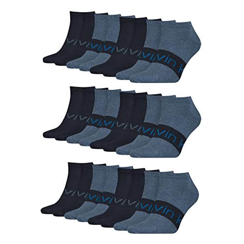 Calvin Klein Herren Sneaker Socken Men's Socks 12 Paar, Farbe:Blau, Größe:39-42, Artikel:-004 denim melange von Calvin Klein