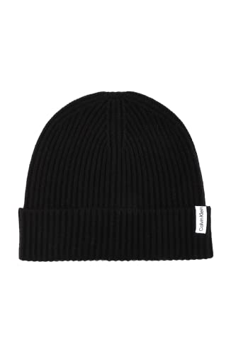 Calvin Klein Herren Cuff Hat Winter-Hut, Schwarz gerippt, Einheitsgröße von Calvin Klein