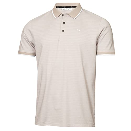 Calvin Klein Herren Sudbury UV -Schutz Golfpolohemd - Pale Silber Marl - L von Calvin Klein