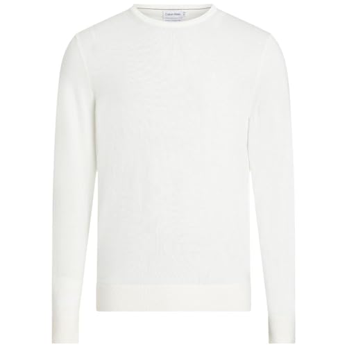 Calvin Klein Herren Superior Wool Crew Neck Sweater K10K109474 Pullover, Weiß (Egret), M von Calvin Klein Jeans