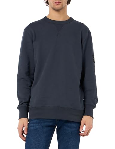 Calvin Klein Herren Sweatshirt Badge Crew Neck Baumwolle, Blau (India Ink), M von Calvin Klein