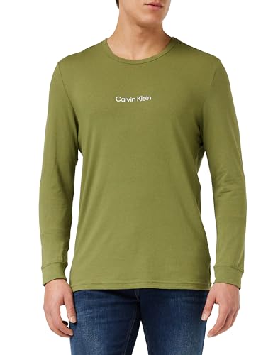 Calvin Klein Herren Sweatshirt L/S Crew Neck ohne Kapuze, Grau (Olive Branch), S von Calvin Klein