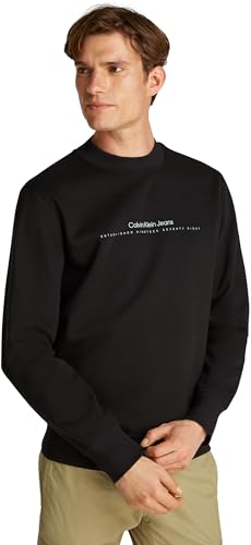 Calvin Klein Herren Sweatshirt Minimal Logo Rundhalsausschnitt, Schwarz (Ck Black), XXL von Calvin Klein
