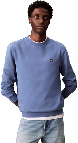 Calvin Klein Herren Sweatshirt Terry Badge mit Rundhalsausschnitt, Blau (Dull Nile Blue), XXL von Calvin Klein