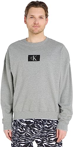 Calvin Klein Herren Sweatshirt ohne Kapuze, Grau (Grey Heather), M von Calvin Klein