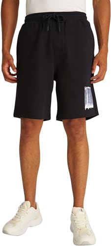 Calvin Klein Herren Sweatshorts Brush Stroke Graphic aus Baumwolle, Schwarz (Ck Black), M von Calvin Klein