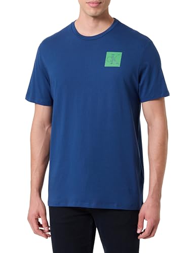 Calvin Klein Herren T-Shirt Kurzarm Gradient Monogram Logo aus Baumwolle, Blau (Blue Jean), L von Calvin Klein