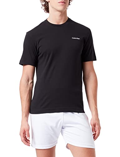 Calvin Klein Herren T-Shirt Kurzarm Micro Logo Interlock Rundhalsausschnitt, Schwarz (Ck Black), L von Calvin Klein