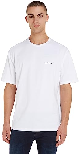 Calvin Klein Herren T-Shirt Kurzarm Rundhalsausschnitt, Weiß (White), M von Calvin Klein