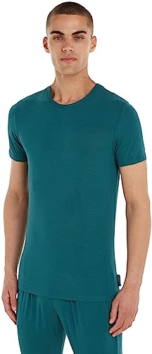 Calvin Klein Herren T-Shirt Kurzarm S/S Crew Neck Stretch, Blau (Atlantic Deep), L von Calvin Klein