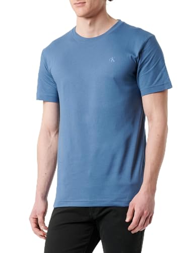 Calvin Klein Herren T-Shirt Kurzarm Textured Monologo Regular Fit, Blau (Blue Coast), M von Calvin Klein