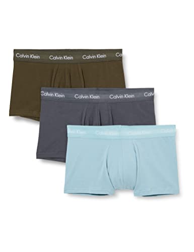 Calvin Klein Herren Taille, 3 Stück Unterhose mit niedriger Leibhöhe, Sleek Grey/Tourmaline/Olive, S von Calvin Klein