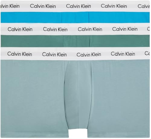 Calvin Klein Herren 3er Pack Boxershorts Low Rise Trunks mit Stretch, Mehrfarbig (Viv Bl Arona Sageb Grn W/ Wh Wbs), 4XL von Calvin Klein