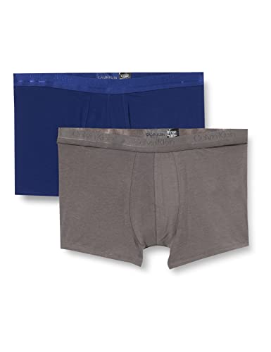 Calvin Klein Herren Trunk 2PK Badehose, Boulevard Grau/Bayou Blue, XL von Calvin Klein