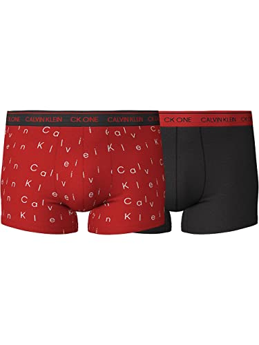 Calvin Klein Herren Trunk 2Pk Retroshorts, Falling Logo Print_Exact/ Black, S von Calvin Klein