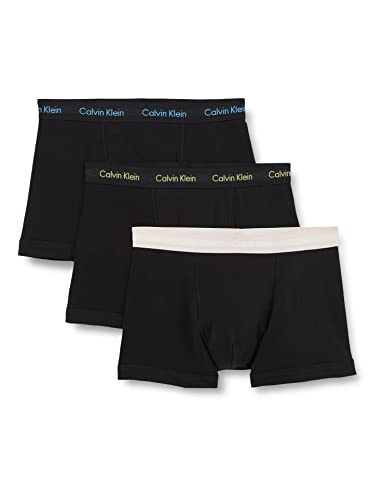 Calvin Klein Herren Trunk 3PK Badehose, Ocean Storm/Lime/Signature Blue, S (3er Pack) von Calvin Klein