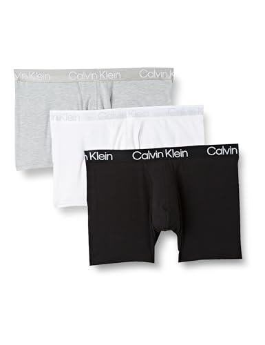 Calvin Klein Herren 3er Pack Boxershorts Trunks Baumwolle mit Stretch, Mehrfarbig (White/Black/Grey Heather), XL von Calvin Klein
