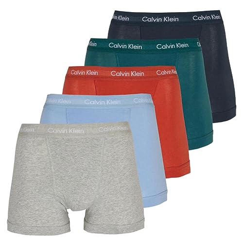 Calvin Klein Herren 5er Pack Boxershorts Trunks Baumwolle mit Stretch, Mehrfarbig (At Dp, Cr, Gry Ht, Be Ar Blu, Blr), L von Calvin Klein