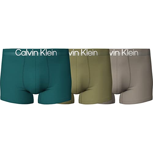 Calvin Klein Herren 3er-Pack Boxershorts Trunk 3Pk mit Stretch, Deep Lake/ Pistache/ Winter Linen, S von Calvin Klein Jeans