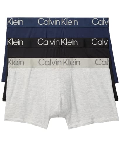 Calvin Klein Herren Ultra Soft Modern Modal 3er-Pack Trunk, Schwarz, Blue Shadow, Grey Heather, X-Large von Calvin Klein