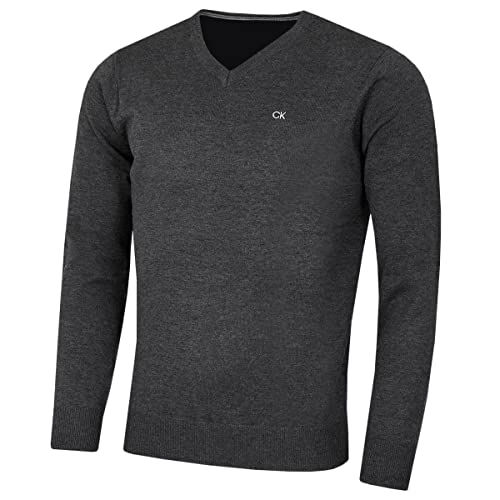 Calvin Klein Herren V-Ausschnitt Soft Cotton Pullover - Charcoal Marl - XXXXL Calvin Klein Herren V-Ausschnitt Soft Cotton Pullover - Charcoal Marl - XXXXL von Calvin Klein