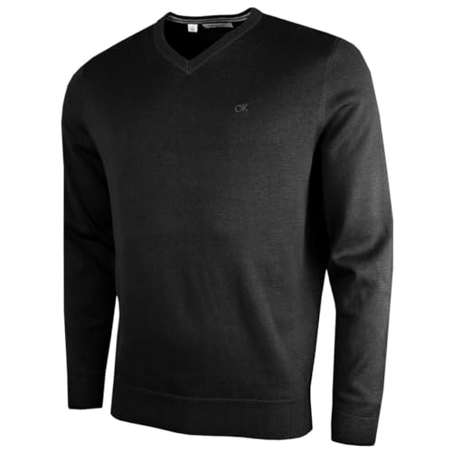 Calvin Klein Herren V-Ausschnitt Soft Cotton Pullover - Graphit - M von Calvin Klein