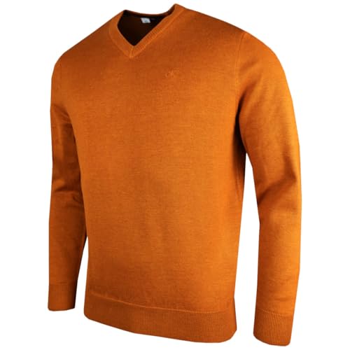 Calvin Klein Herren V-Ausschnitt Soft Cotton Pullover - Ingwer - XXL von Calvin Klein