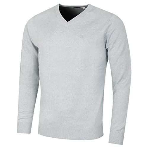 Calvin Klein Herren V-Ausschnitt Soft Cotton Pullover - Light Blau Marl - XXXXL von Calvin Klein