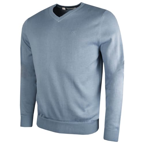 Calvin Klein Herren V-Ausschnitt Soft Cotton Pullover - Regenwolke - XXL von Calvin Klein