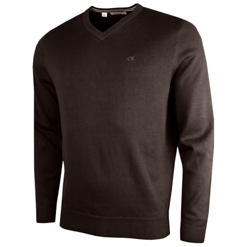 Calvin Klein Herren V-Ausschnitt Soft Cotton Pullover - Torf - XXXL von Calvin Klein