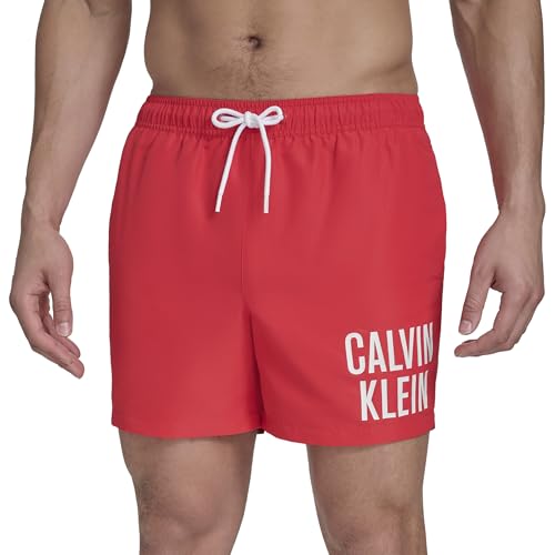 Calvin Klein Herren Volley Quick Dry Lightweight Swim Trunk Badehose, Rot/Ausflug, einfarbig (Getaway Solids), L von Calvin Klein