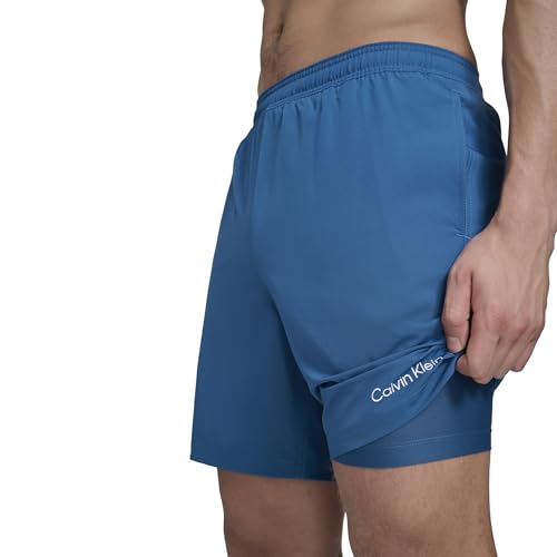 Calvin Klein Herren Volley Quick Dry Stretch Swim Trunk Badehose, Blau, L von Calvin Klein