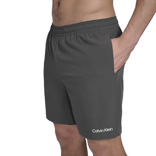 Calvin Klein Herren Volley Quick Dry Stretch Swim Trunk Badehose, Stahl, L von Calvin Klein
